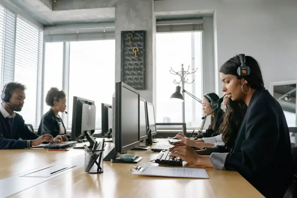 Agents handling business calls at Telemarketing Agency